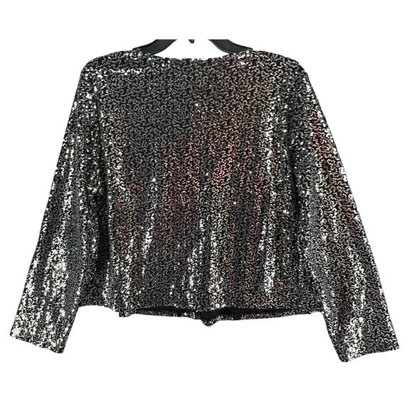 Nina Leonard Jacket Womens XL Black Sequined Cardigan Sparkle Evening Classic - Picture 6 of 16